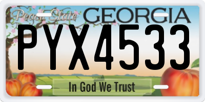 GA license plate PYX4533
