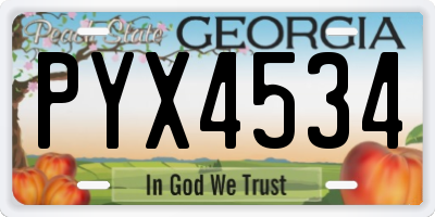 GA license plate PYX4534