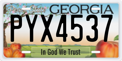 GA license plate PYX4537