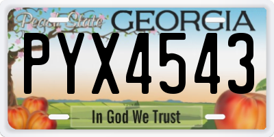 GA license plate PYX4543