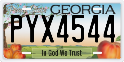 GA license plate PYX4544