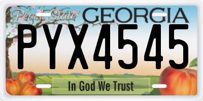 GA license plate PYX4545