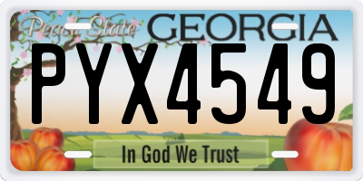 GA license plate PYX4549