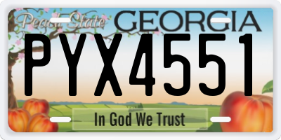 GA license plate PYX4551
