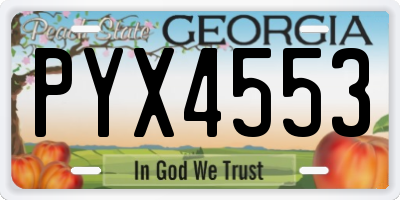 GA license plate PYX4553