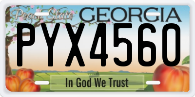 GA license plate PYX4560