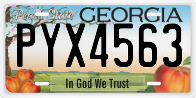 GA license plate PYX4563