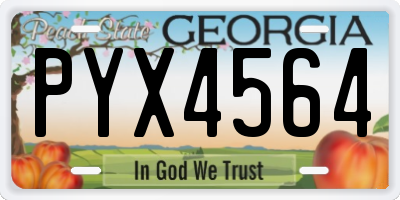 GA license plate PYX4564