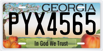 GA license plate PYX4565