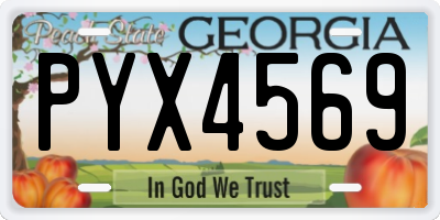 GA license plate PYX4569