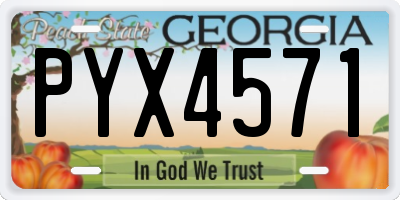 GA license plate PYX4571