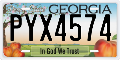 GA license plate PYX4574