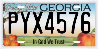 GA license plate PYX4576