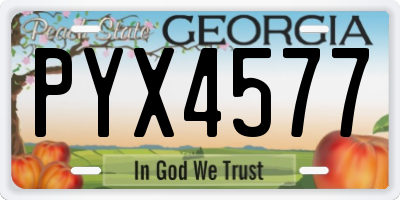 GA license plate PYX4577