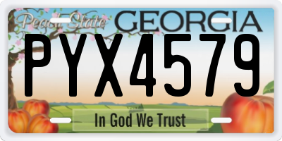 GA license plate PYX4579