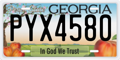GA license plate PYX4580