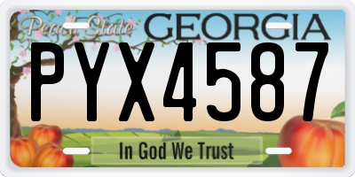 GA license plate PYX4587