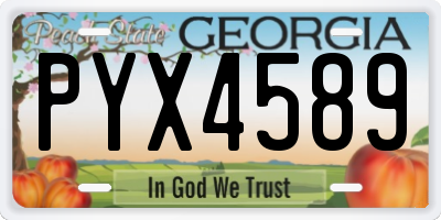 GA license plate PYX4589