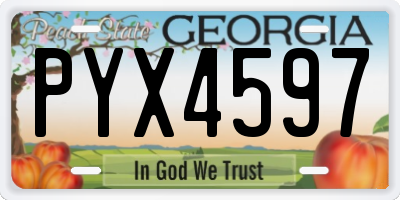 GA license plate PYX4597