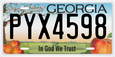 GA license plate PYX4598