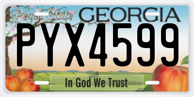 GA license plate PYX4599