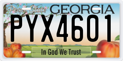 GA license plate PYX4601