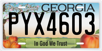 GA license plate PYX4603