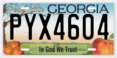 GA license plate PYX4604
