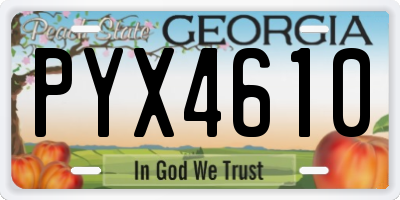 GA license plate PYX4610