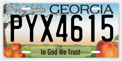 GA license plate PYX4615