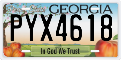 GA license plate PYX4618