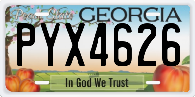 GA license plate PYX4626