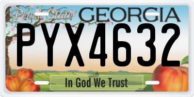 GA license plate PYX4632