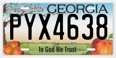 GA license plate PYX4638