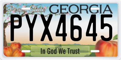 GA license plate PYX4645