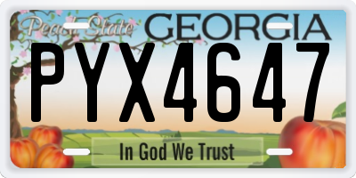 GA license plate PYX4647