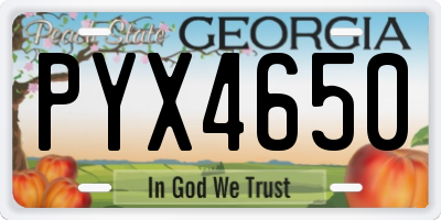 GA license plate PYX4650