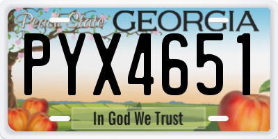 GA license plate PYX4651