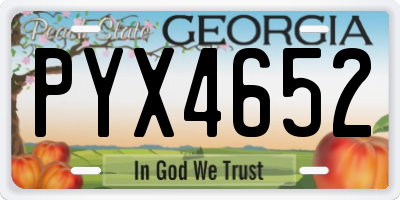 GA license plate PYX4652