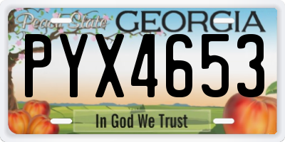 GA license plate PYX4653