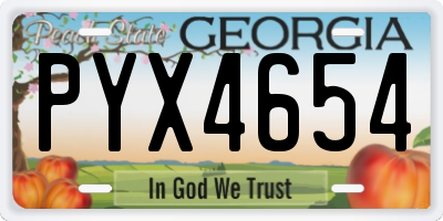 GA license plate PYX4654