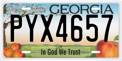 GA license plate PYX4657