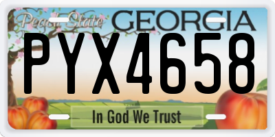 GA license plate PYX4658
