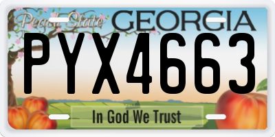 GA license plate PYX4663