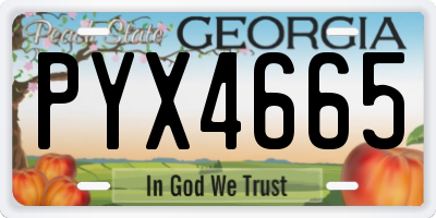 GA license plate PYX4665