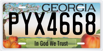 GA license plate PYX4668