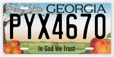 GA license plate PYX4670