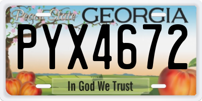 GA license plate PYX4672