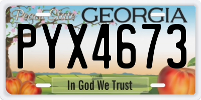 GA license plate PYX4673