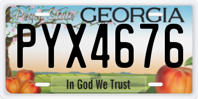 GA license plate PYX4676